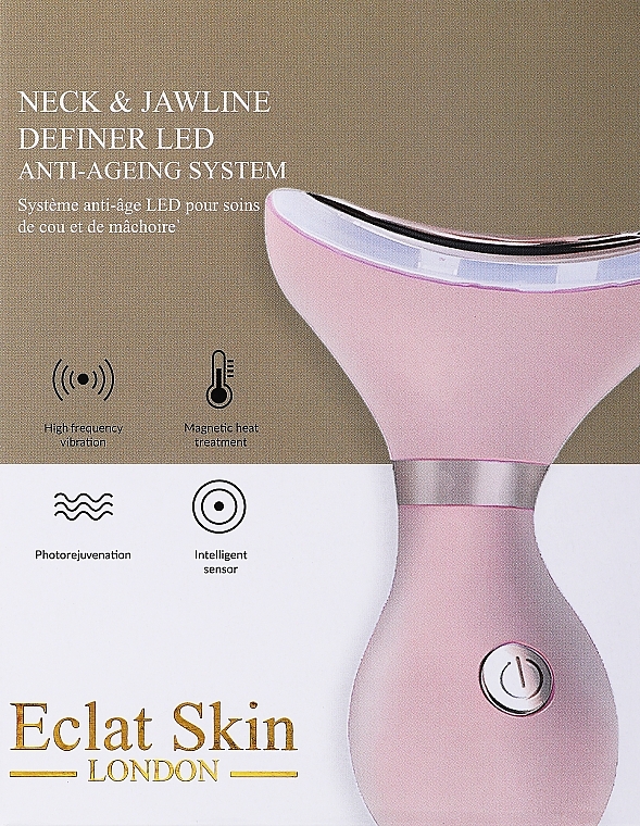 Масажер для омолодження шкіри шиї - Eclat Skin London Neck & Jawline Definer Led Anti Ageing System Rose Gold — фото N1