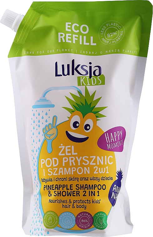 Гель для душу та шампунь 2в1 для дітей "Ананас" - Luksja Kids Pineapple Shampoo&Shower 2in1 (запасний блок) — фото N1