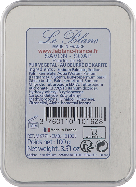 Натуральне мило в жерстяній упаковці "Іриси" - Le Blanc Iris Soap — фото N3