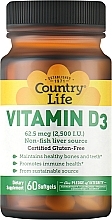 Пищевая добавка "Витамин D3 2500 IU" - Country Life Vitamin D3 2500 IU — фото N1