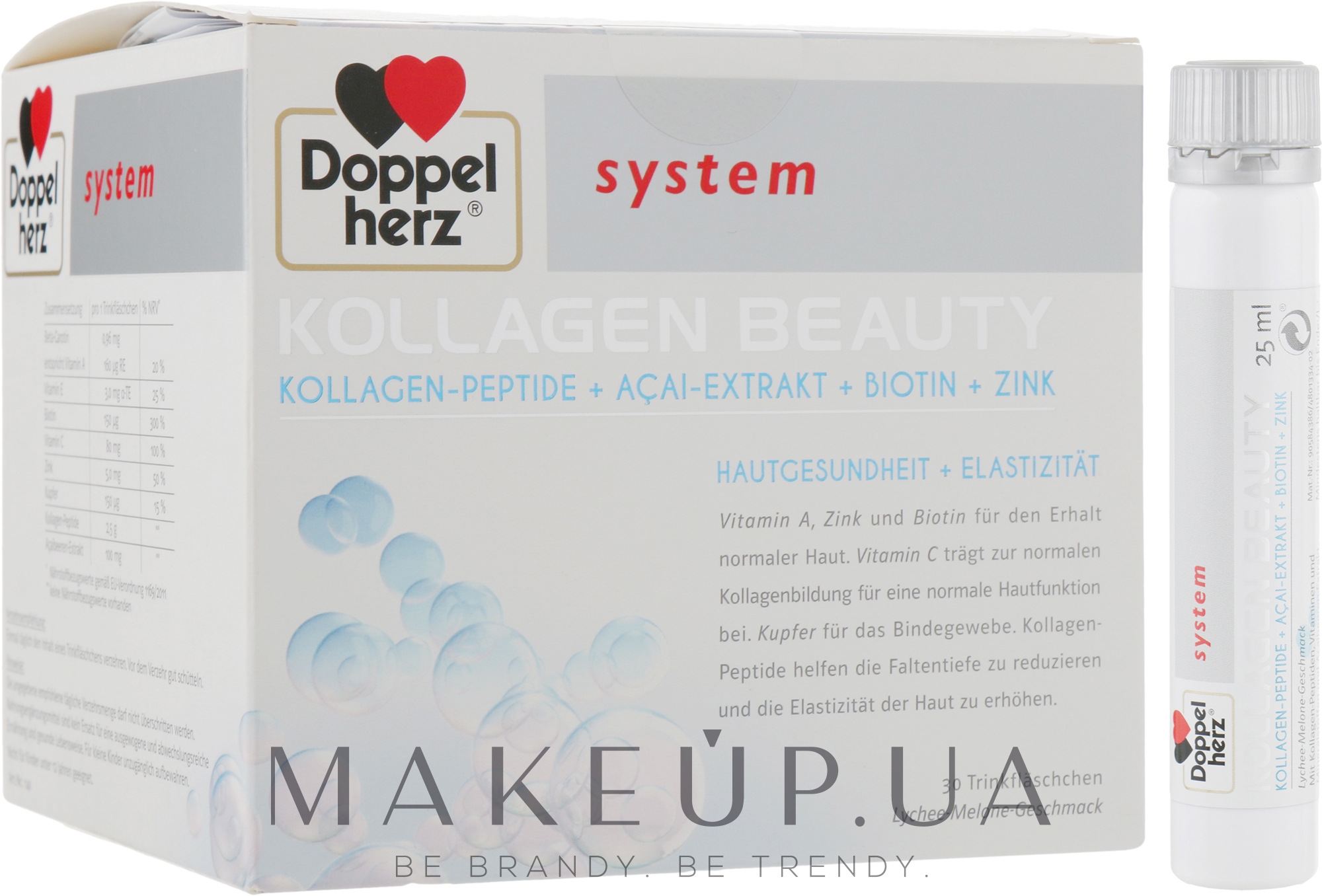 Б'юті-колаген розчин для підтримки здоров'я та краси шкіри, нігтів та волосся у флаконах - Doppelherz System Kollagen Beauty — фото 30x25ml