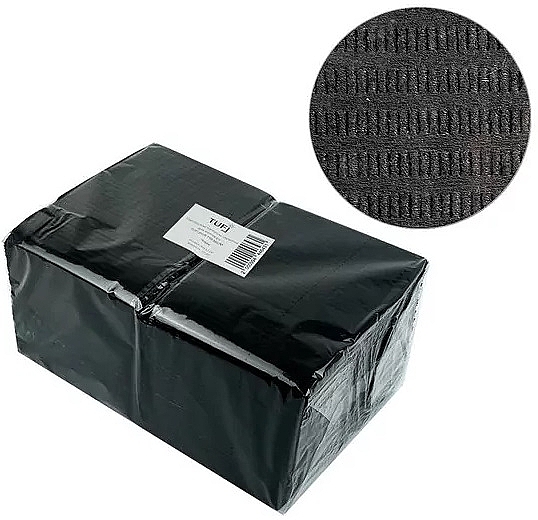 Паперові серветки для манікюру, ламіновані, вологостійкі, 40х32 см, 50 шт., чорні - Tufi Profi Premium — фото N1