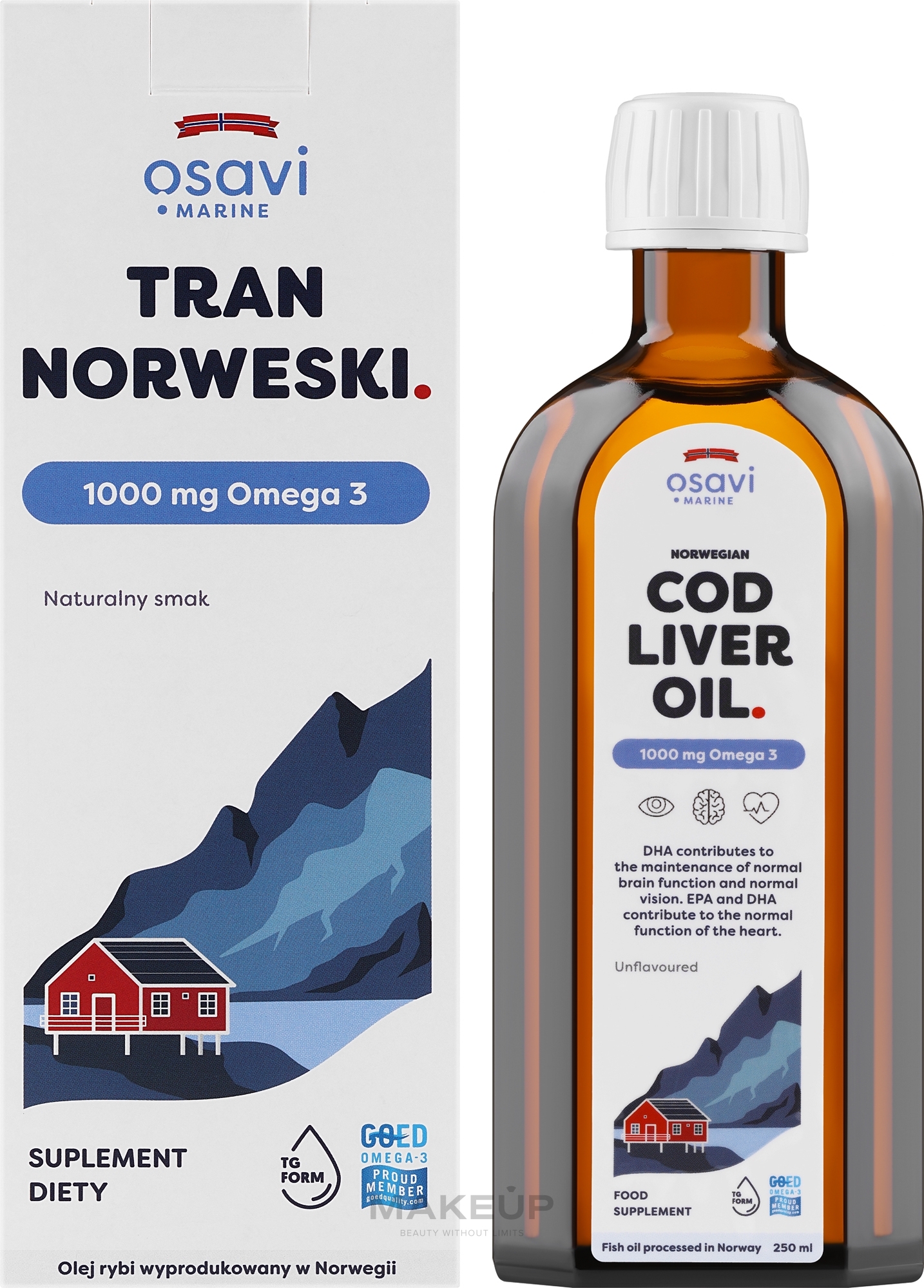 Пищевая добавка в виде масла печени трески - Osavi Cod Liver Oil 1000 Mg Omega 3 — фото 250ml
