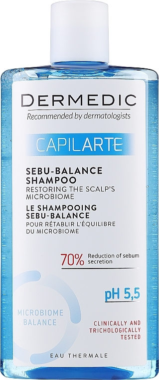 Шампунь для жирных волос, возобновляет микробиом кожи головы - Dermedic Capilarte Sebu-Balance Shampoo