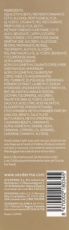 Регенеруючий крем проти зморшок посиленої дії - SesDerma Laboratories Retises 0.50% Antiwrinkle Regenerative Cream Forte — фото N3