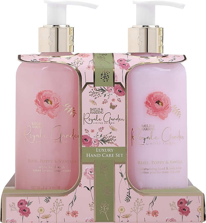 Набір - Baylis & Harding Royale Garden Rose, Poppy & Vanilla Luxury Hand Care Gift Set (h/soap/300ml + b/h/lot/300ml) — фото N1