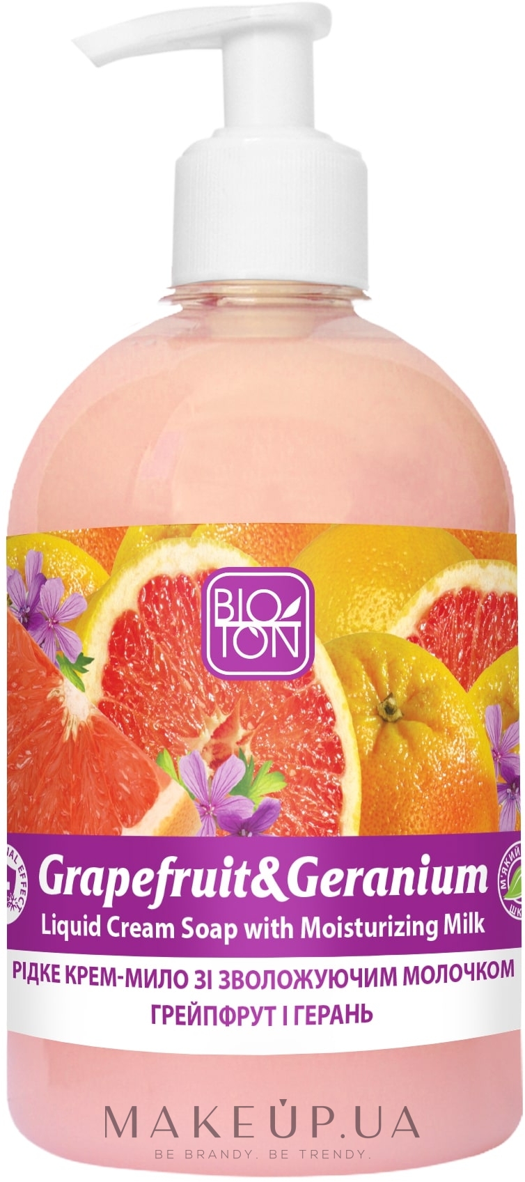 Жидкое крем-мыло "Грейпфрут и герань" - Bioton Cosmetics Active Fruits Grapefruit & Geranium Soap — фото 500ml