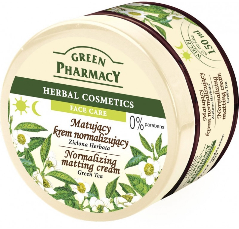 Матувальний крем для обличчя "Зелений чай" - Green Pharmacy Normalizing Matting Cream Green Tea — фото N1