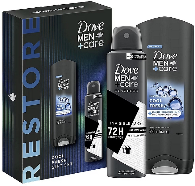 Набор - Dove Men+Care Restore Set (sh/gel/250ml + deo/spray/150ml) — фото N1