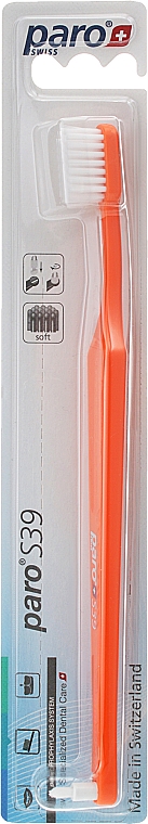 Зубная щетка "S39", оранжевая - Paro Swiss Toothbrush — фото N1