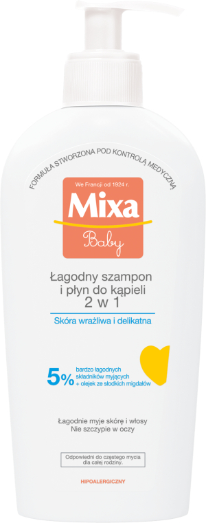 Очищающий гель-пена для тела и волос для младенцев - Mixa Baby Gel for Body & Hair — фото N2
