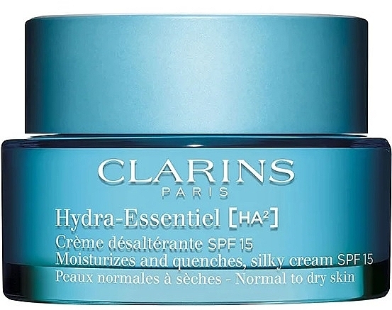 Денний крем для нормальної та сухої шкіри обличчя SPF 15 - Clarins Hydra-Essentiel [HA²] Moisturizes And Quenches Silky Cream Normal To Dry Skin — фото N1
