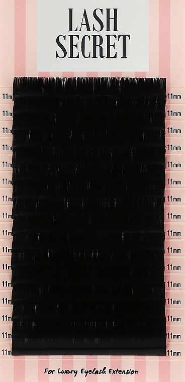 Накладні вії, чорні, 16 ліній (один розмір, 0.1, D, 11) - Lash Secret — фото N1