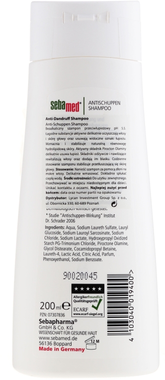 Шампунь від лупи - Sebamed Hair Care Anti-Schuppen Shampoo — фото N2