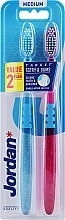 Зубная щетка средней жесткости, голубая + розовая - Jordan Target Teeth Toothbrush — фото N2