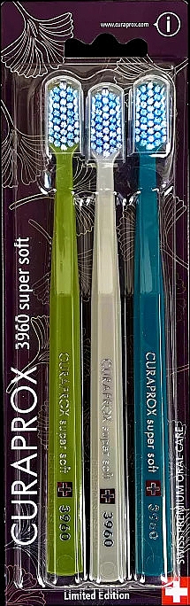 Набор зубных щеток "Super Soft", зеленая, серая и синяя - Curaprox — фото N1