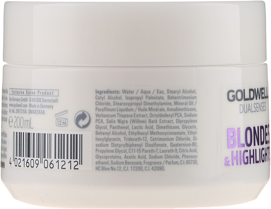 Маска для осветленных и мелированных волос - Goldwell Dualsenses Blondes & Highlights 60sec Treatment — фото N2