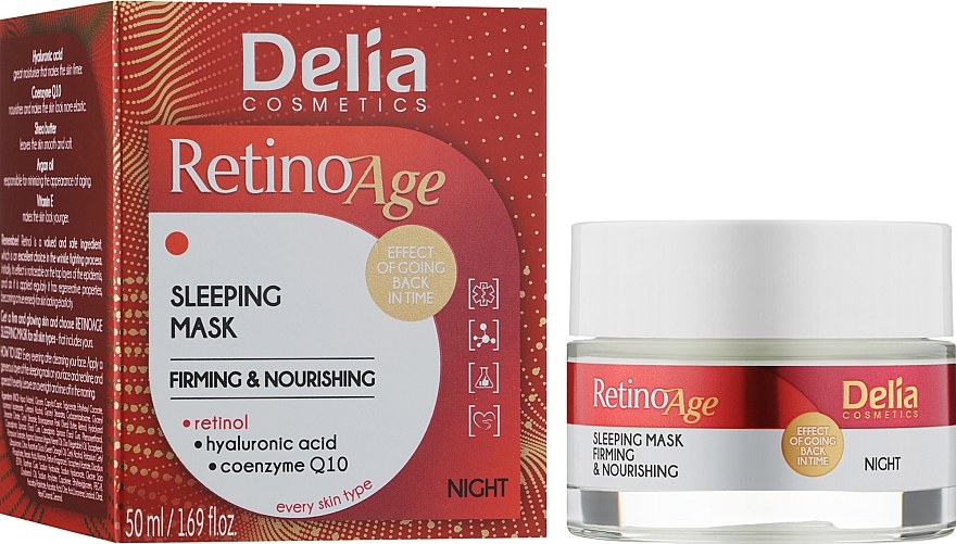 Маска для обличчя проти зморщок "Нічна" - Delia Cosmetics Retinoage Sleeping Mask — фото N2
