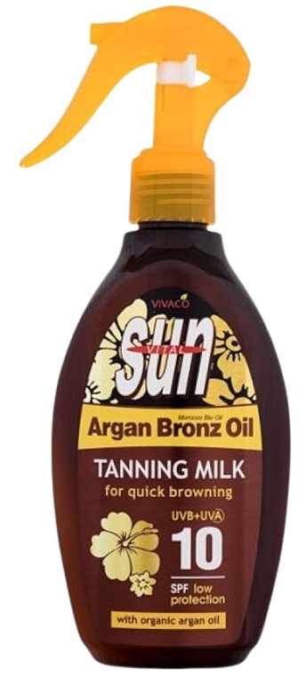 Молочко для засмаги з аргановою олією - Vivaco Sun Vital Argan Bronz Oil Tanning Milk SPF 10 — фото N1