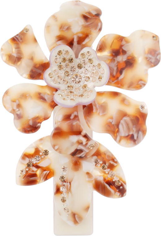 Заколка-автомат для волосся "Орхідея", 0807, бежево-коричнева - Элита — фото N1
