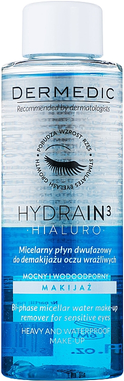 Двухфазная жидкость для снятия макияжа - Dermedic Hydrain 3 Hialuro Micellar Water