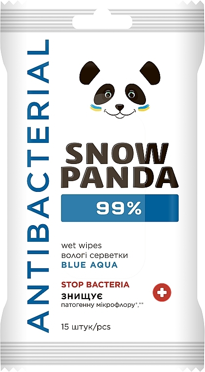 Вологі серветки для рук та тіла 99% з антимікробною дією "Blue Aqua" - Сніжна панда — фото N1