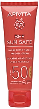 Тонувальний крем-гель для обличчя з морськими водоростями й прополісом - Apivita Bee Sun Safe Hydra Fresh Tinted Face Gel-Cream SPF50 — фото N1
