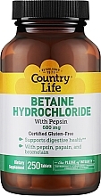 Натуральный комплекс "Бетаин гидрохлорид с пепсином" - Country Life Betaine Hydrochloride — фото N2