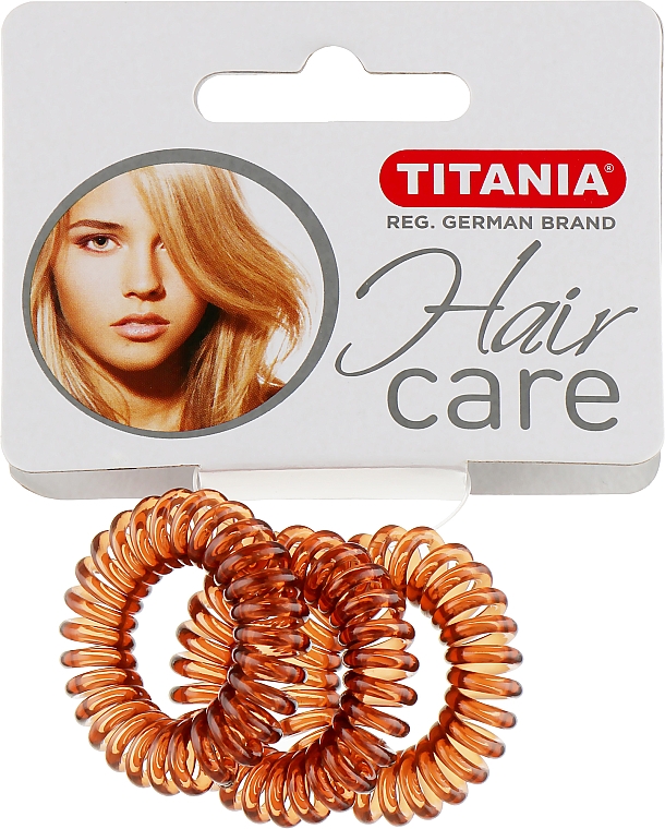 Резинка для волос пластмассовая "Anti Ziep", коричневая, 3шт, диаметр 2.5см - Titania — фото N1