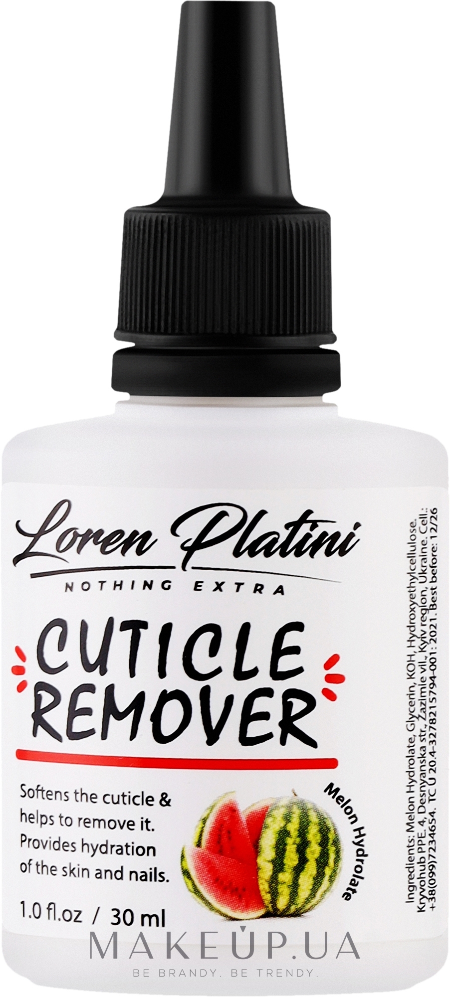 Ремувер для кутикули "Гідролат кавуна" - Loren Platini Cuticle Remover Melon Hydrolate — фото 30ml