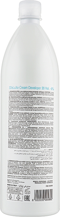 Окислювач, 6% - 3DeLuXe Tech Cream Developer — фото N2