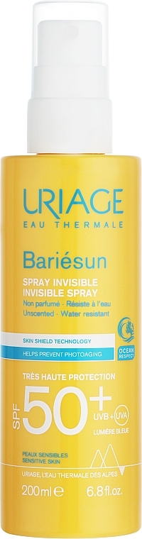 Сонцезахисний водостійкий спрей для тіла - Uriage Bariesun Invisible Spray Very High Protection SPF50+ — фото N1