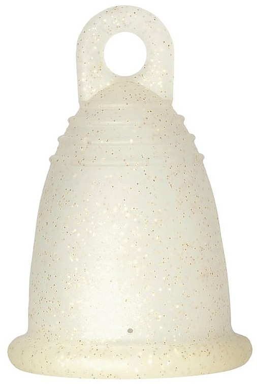 Менструальна чаша з петлею, розмір XL, золотий глітер - MeLuna Sport Menstrual Cup Ring — фото N1
