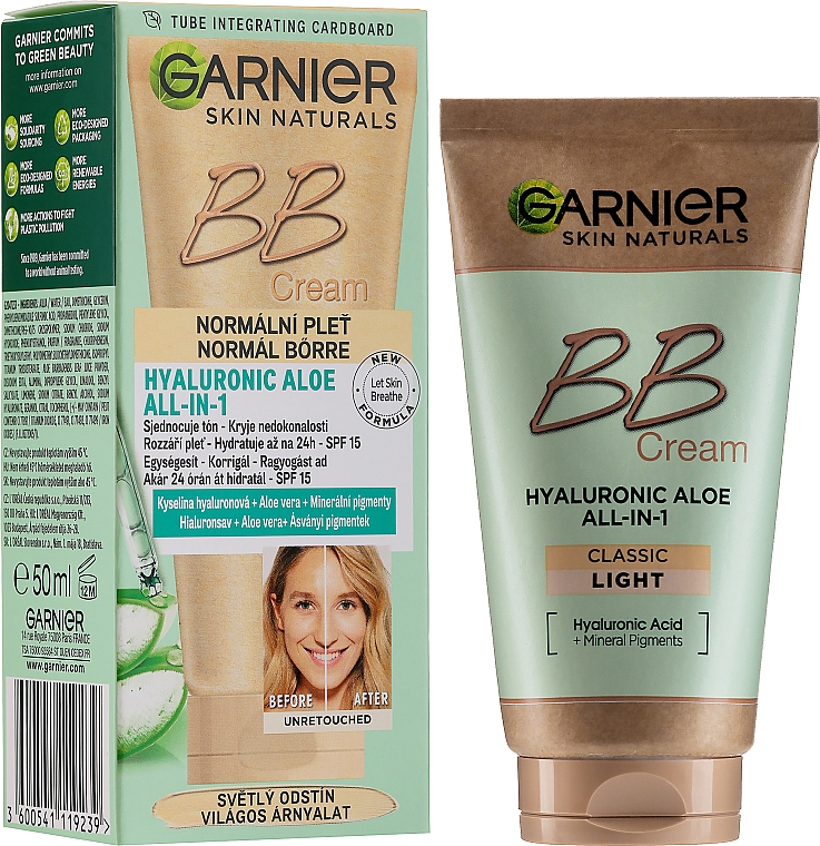 ВВ-крем для нормальної шкіри - Garnier Hyaluronic Aloe All-In-1 SPF15 — фото N2