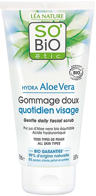 Нежный скраб для лица с алоэ вера - So'Bio Etic Hydra Aloe Vera Gentle Facial Scrub — фото N1