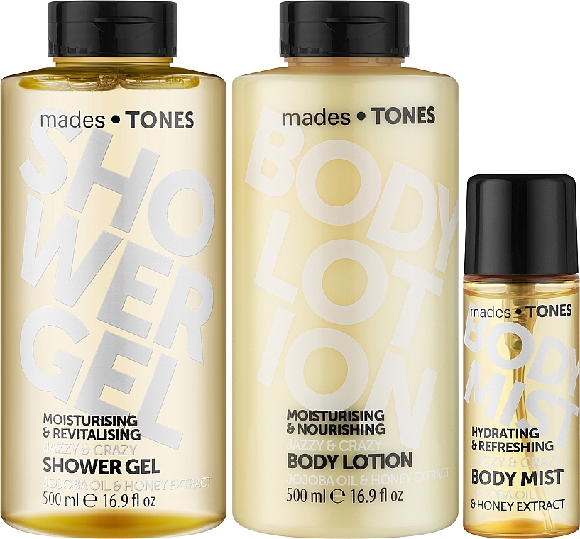 Набор - Mades Cosmetics Tones (sh/gel/500ml + b/milk/500ml + mist/50ml) — фото N1