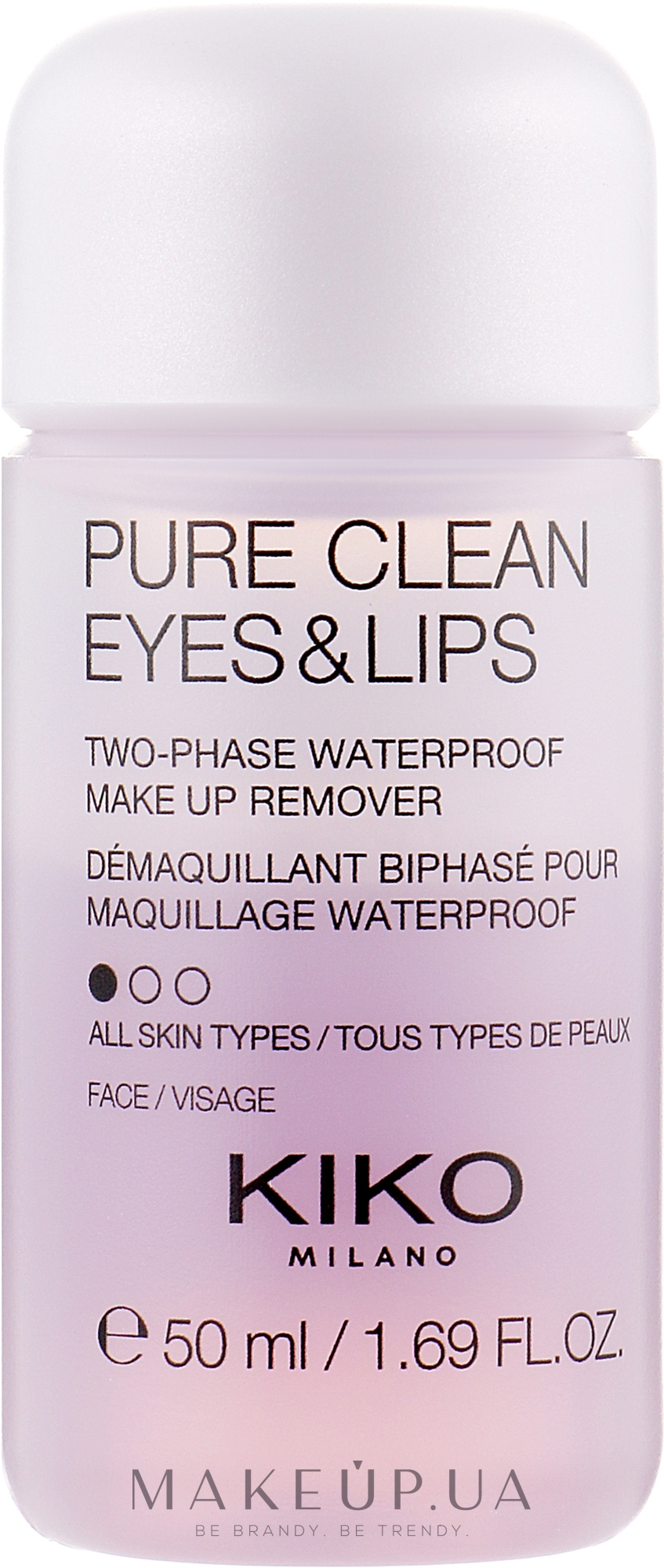 Двухфазная жидкость для снятия макияжа с глаз и губ - Kiko Milano Pure Clean Eyes & Lips (мини) — фото 50ml