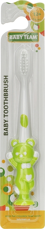 Зубна щітка дитяча з присоскою, 12 міс.+, ведмежа, салатовий - Baby Team