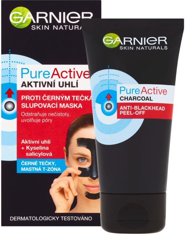 Маска-пленка от черных точек с активированным углем - Garnier Skin Naturals PureActive Peeling Mask Against The Black Dots — фото N1