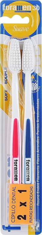 Зубна щітка, м'яка, біло-рожева, біло-синя - Foramen Soft Toothbrush — фото N1