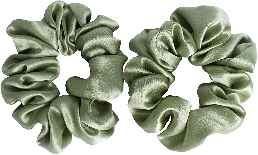 Набір резинок з натурального шовку, розмір M, світло-зелений - de Lure Scrunchie Set