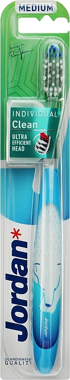 Зубна щітка середня Individual Clean, блакитна із птахом - Jordan Individual Clean Medium — фото N1
