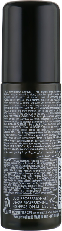 Масло для волос защитное - Echosline Karbon 9 Pool & Sun Protective Oil — фото N2