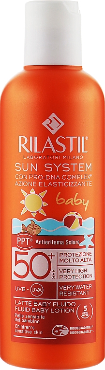 Ультра-легкий солнцезащитный лосьон для тела с SPF 50 для детей - Rilastil Sun System PPT SPF50+ Baby Fluido — фото N1