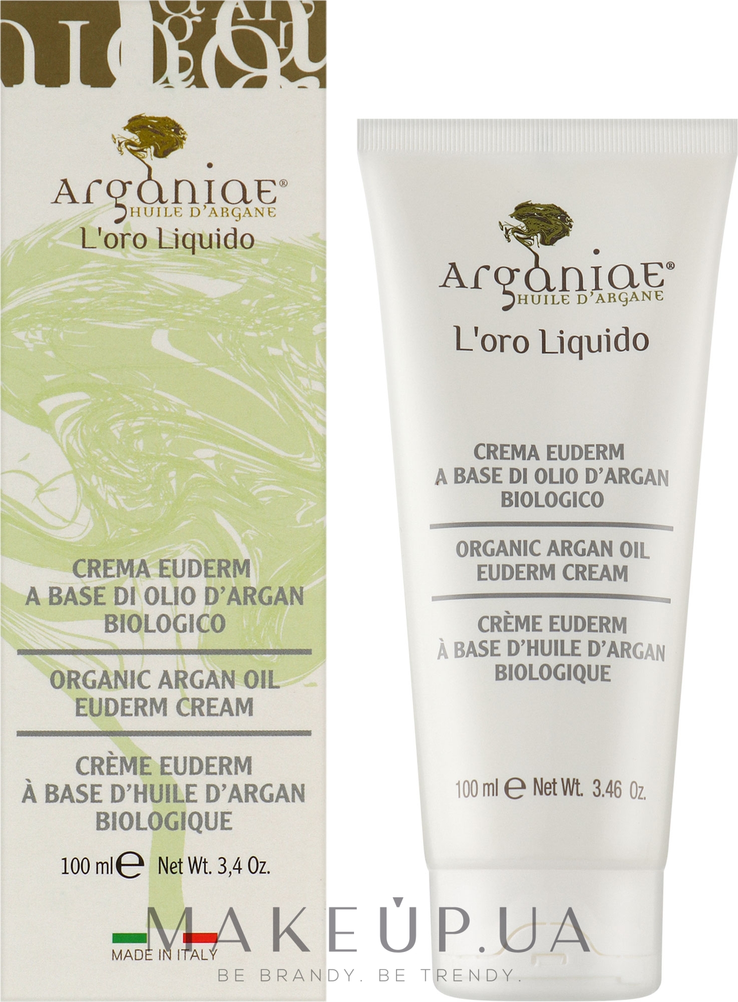 Живильний зволожувальний крем для масажу - Arganiae Huile D'Abgane Organic Argan Oil Euderm Cream — фото 100ml