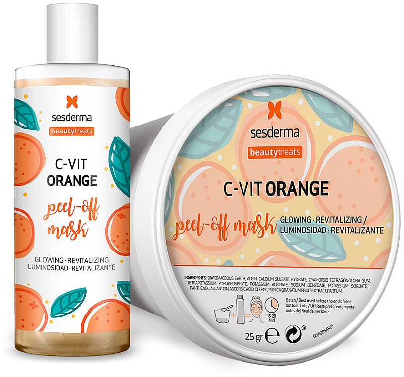 Маска-пилинг для лица - SesDerma Laboratories Beauty Treats C-Vit Orange Peel-Off Mask (liquid/75ml + powder/25g) — фото N1