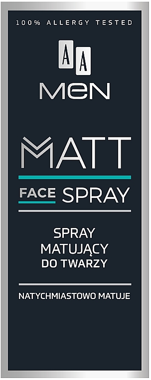Матирующий спрей для лица для мужчин - AA Men Matt Face Spray — фото N1