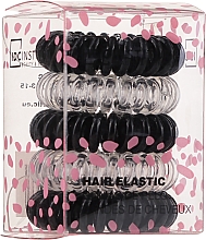 Набор резинок для волос, черные и прозрачные, 5 шт - IDC Institute Design Hair Elastic Pack — фото N1