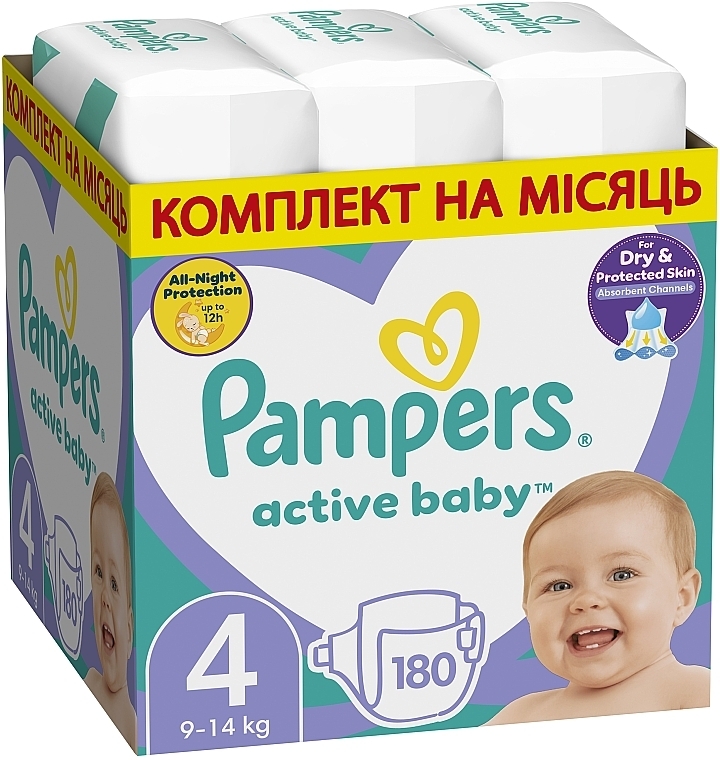 Подгузники Pampers Active Baby 4 (9-14 кг), 180шт - Pampers — фото N1