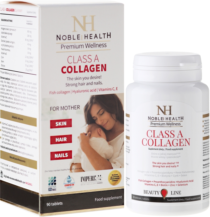 Комплекс для ухода за волосами, кожей и ногтями - Noble Health Premium Wellnes Class A Collagen